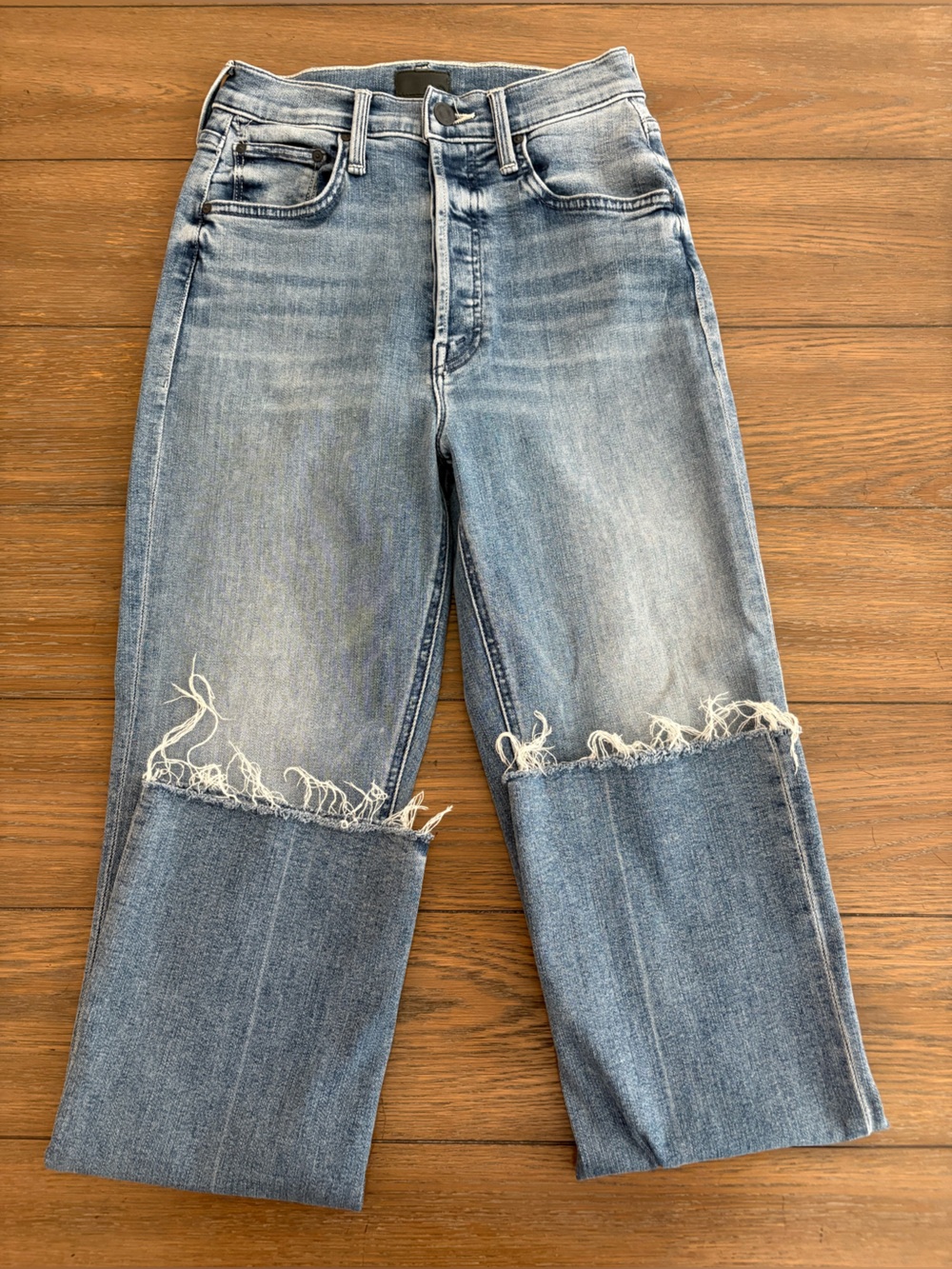 MOTHER The Tripper Light Blue Straight Leg Jeans with Frayed Hem Size 26 - Picture 2 of 7